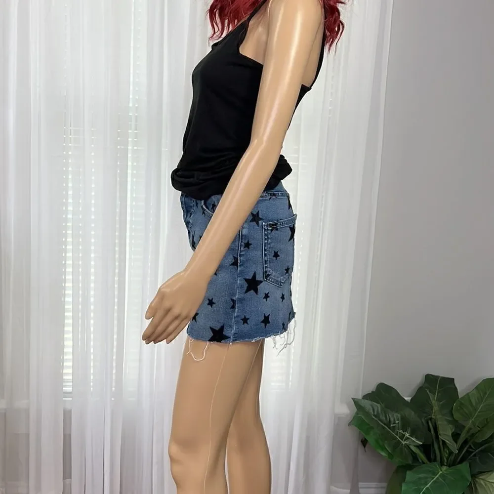 Current/Elliot The Cut Off Button Fly Mini Jean Skirt